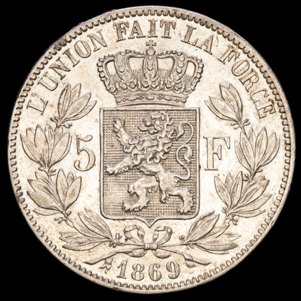 Bélgica Leopold II 5 Francs 25 02g 1869 KM 24 MBC