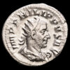 Filipo I. Antoniniano de plata (3,85 g.). Roma, 248 a.C. SAECVLARES AVGG / COS III. RIC IV, 3. EBC
