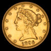 Estados Unidos. 5 Dólares. (8,38g.). USA. 1895. KM-101. XF. Coroned Head