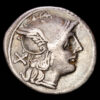 Anónimo. Denario. (3,78g.). Roma. 167-155 a.C. Craw-116/1. VF. Muy rara. Marca de ceca: Toro