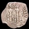 Carlos II. 8 Reales (26,48 g.). Potosí. 1686. Ensayador VR. AC-727. Dos fechas visibles.