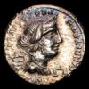 C. Annius T. f. T. n. and L. Fabius Hispaniensis. Denarius. North Italy or Spain, 82-81 BC. (3,78 gr)C ANNI T F T N PRO COS EX S C, diademed and draped female bust right, winged caduceus behind, scales before, scorpion below / Victory, holding reins and palm, driving galloping quadriga right; Q above, L FABI L F HISP in exergue. Crawford 366/1a; BMC Spain 1; Annia 2; Sydenham 748.