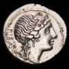 HERENNIA. Marcus Herennius. Denario (3,91 g.). Roma, 108-107 a.C. Rev.: Letra M sobre punto. BMC-1258-85; Cal-616; Craw-308/1b; FFC-745; Se-1a. EBC-.