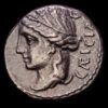 CASSIA. L. Cassius Caecianus. Denario (3,93 g.). Roma, 102 a.C. Anv.: Cabeza laureada de Ceres a izquierda, detrás (G). y leyenda: CAECIAN (AE y AN nexadas). Rev.: Dos bueyes a izquierda, arriba P. En exergo: L. CASSI. Cal-409; Craw-321/1 FFC-555; Se-4. MBC+.