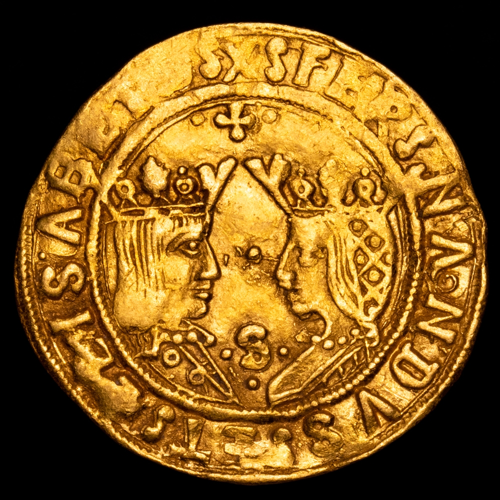 Reyes Católicos. Doble excelente. (7,04 g.). Sevilla. (1492-1531). CA-Tipo-175. MBC+. Cruz: C.2 puntos