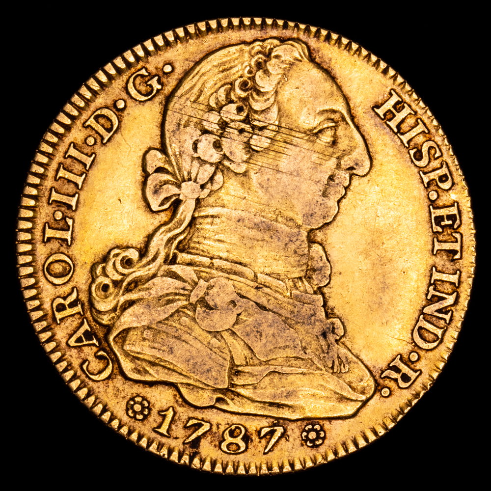 Carlos III. 4 Escudos. (13,42 g.). Madrid. -41119. Ensayador D·V. AC-1792. MBC+. Bonito color.