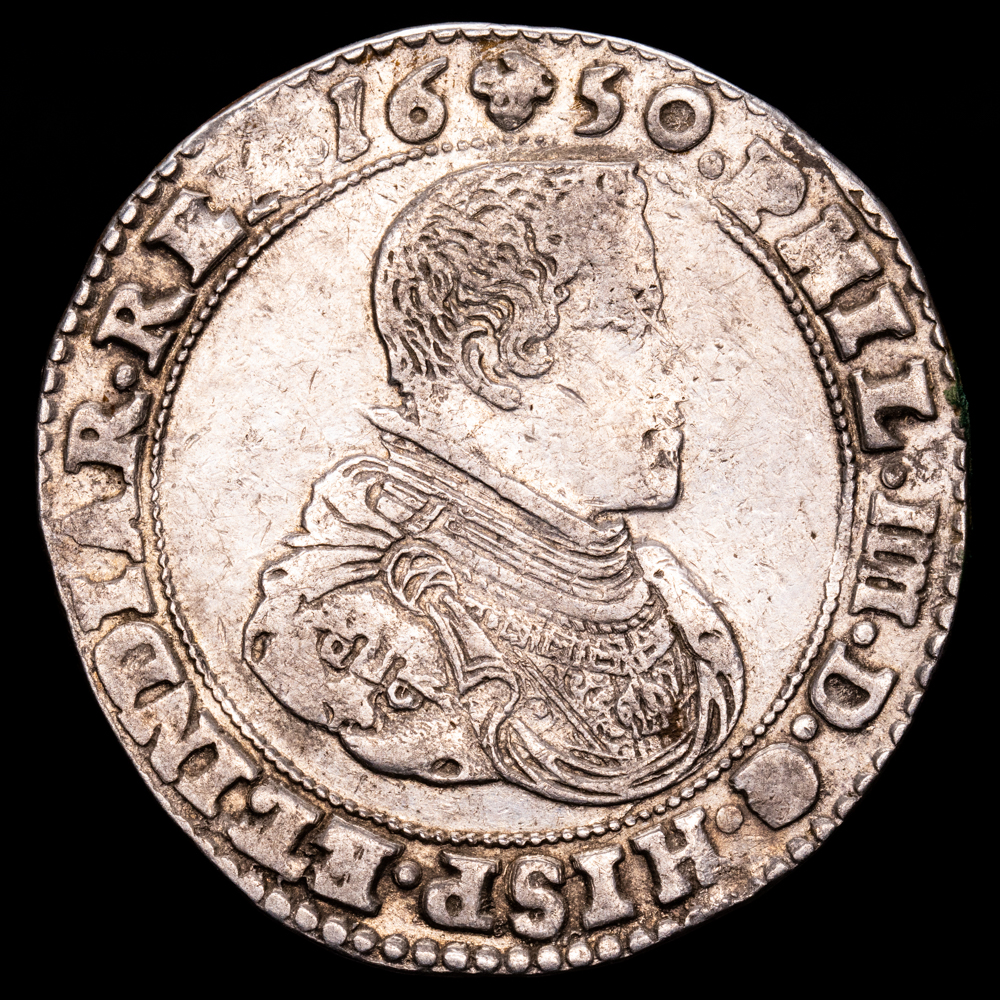 Felipe IV. Ducatón. (32,29 g.). Bruselas. 1650. KM-72.2. MBC+.