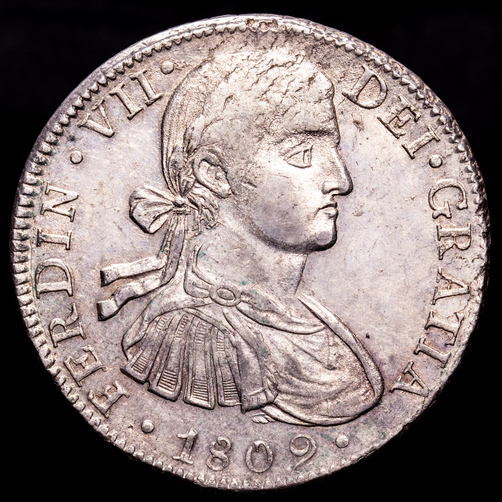 Fernando VII. 8 Reales. (26,89 g.). México. 1809. Ensayador T·H. AC-1308. EBC+. Brillo original. Buen ejemplar.