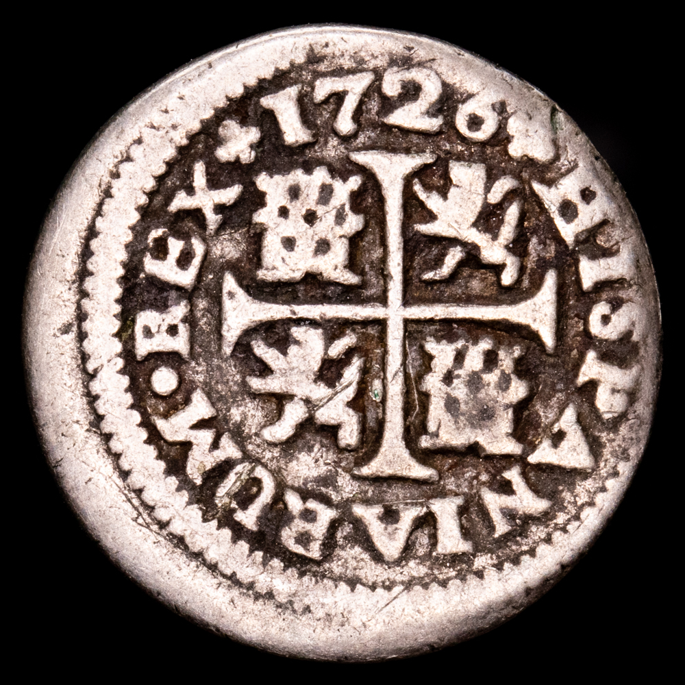 Felipe V. 1/2 Real. (1,38 g.). Sevilla. 1726. Ensayador J. AC-335. MBC-.