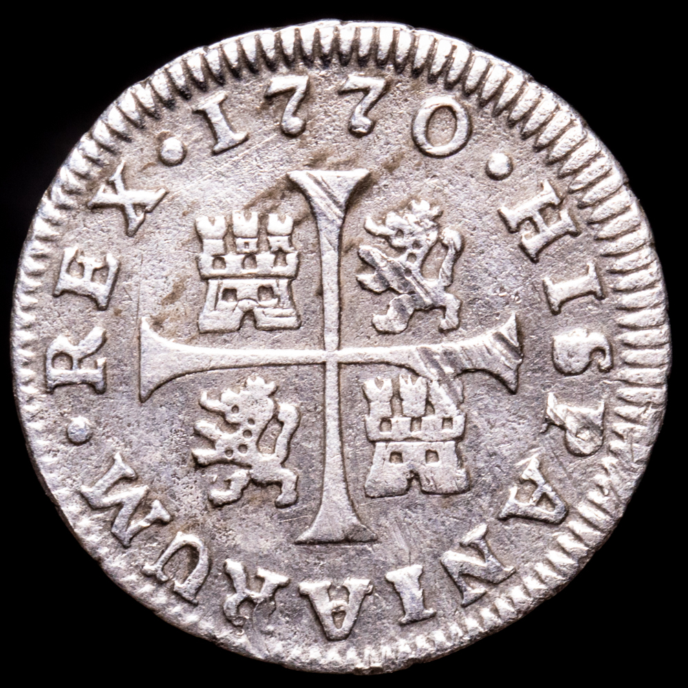 Carlos III. 1/2 Real. (1,36 g.). Sevilla. 1770. Ensayador C·F. AC-309. MBC.