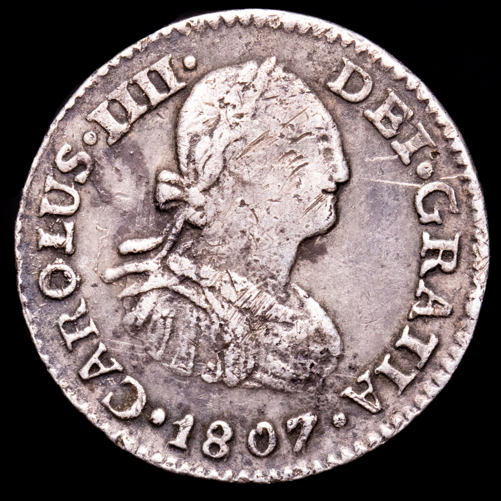 Carlos IV. 1/2 Real. (1,69 g.). México. 1807. Ensayador T·H. AC-294. MBC.