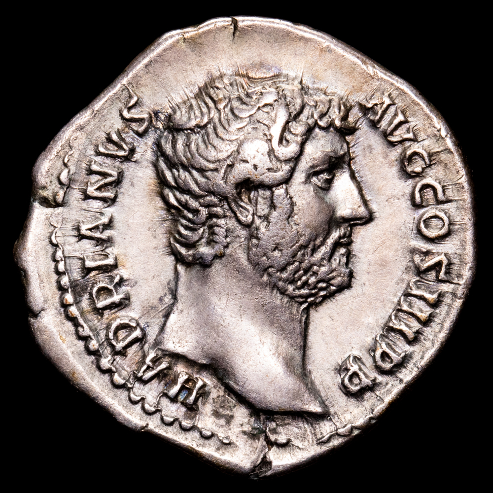 Adriano. Denario. (3,18 g.). Hispania. 134-138 d.C.. RIC-305. EBC/MBC+. Escasa. Buen retrato.