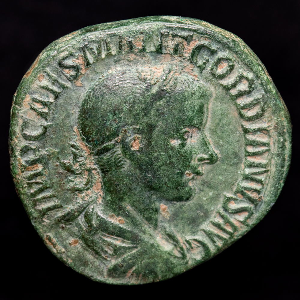 Gordiano III. Sestercio. (17,8 g.). Roma. (238-244 d.C.). RIC-292a. MBC+. Pátina verde.