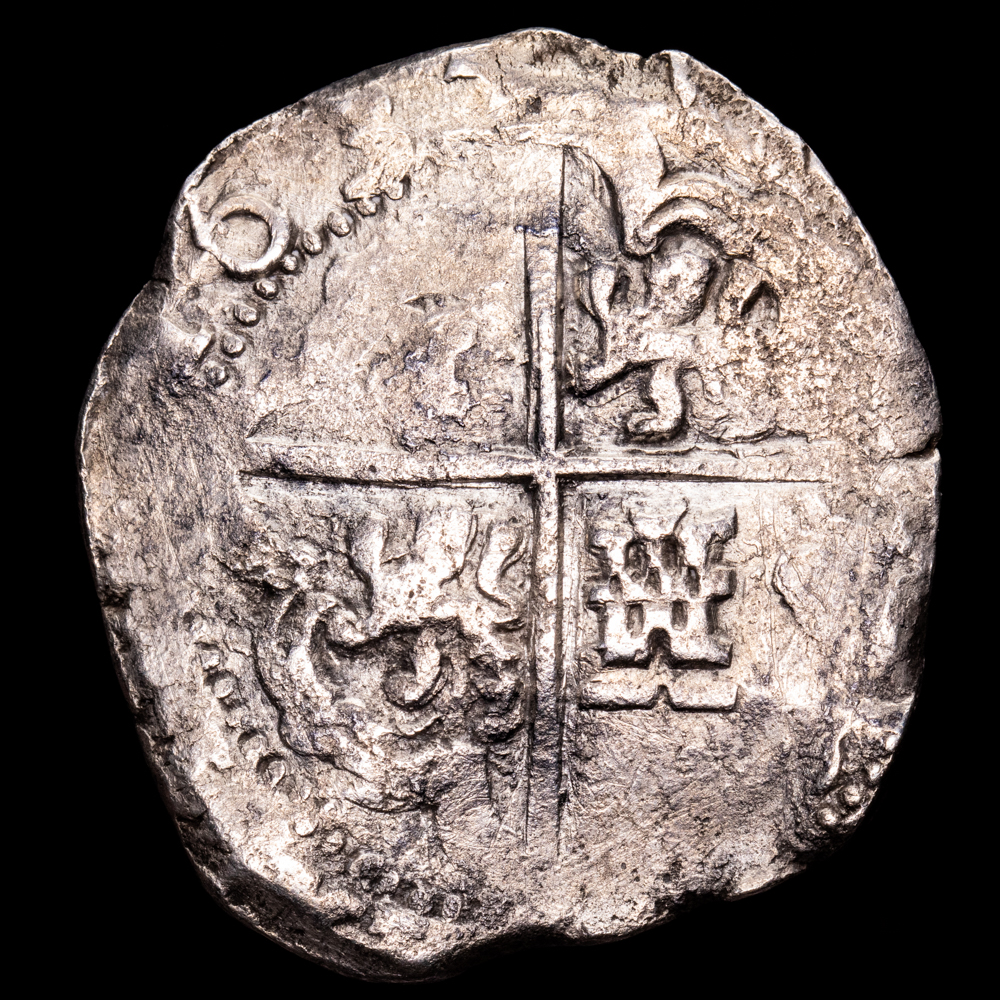 Felipe IV. 8 Reales. (26,39 g.). Potosi. 1635. Ensayador TR. AC-1461. MBC. Rara. Oxidaciones marinas
