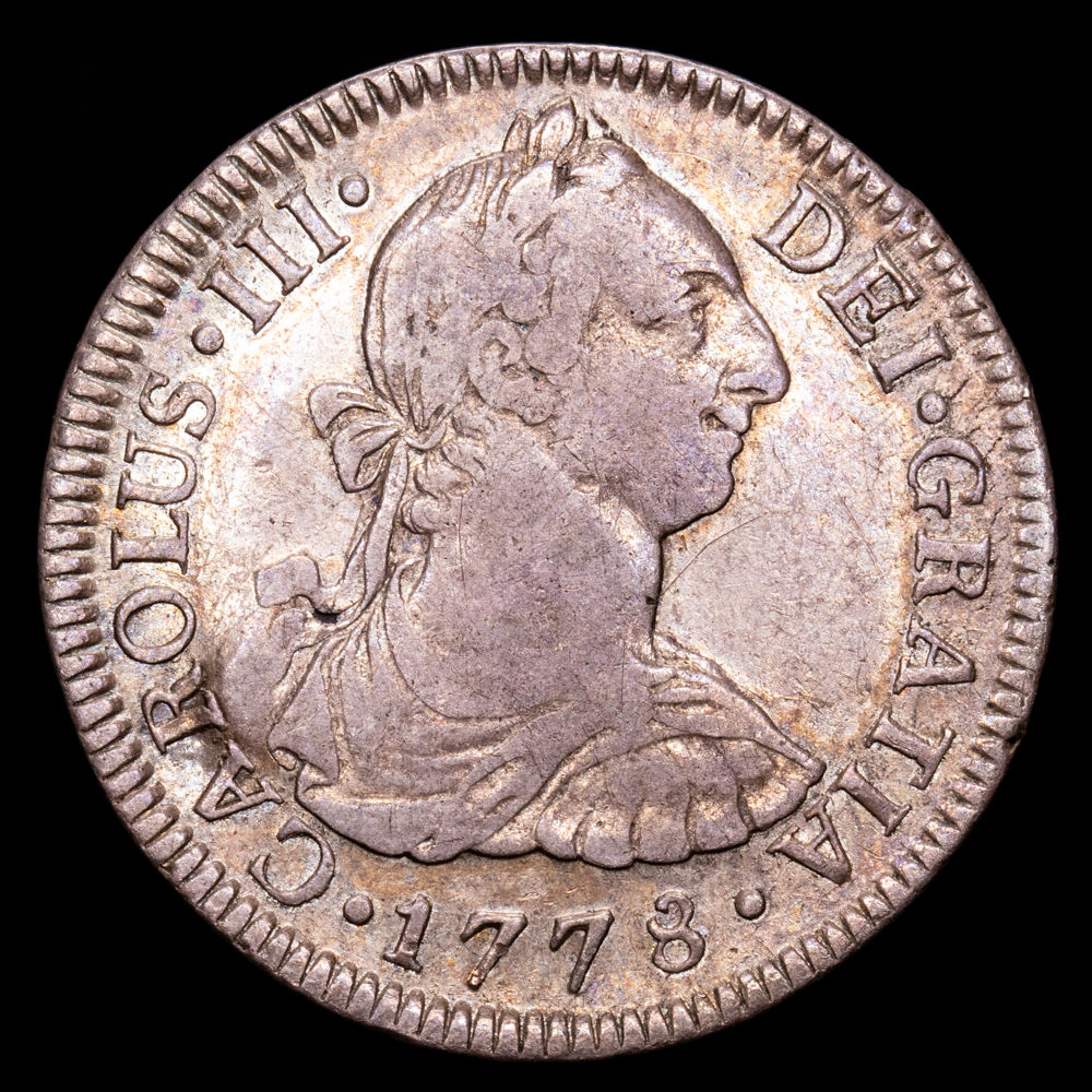 Carlos III. 2 Reales. (6,7 g.). Mexico. 1778. Ensayador F·F. MBC. Tono