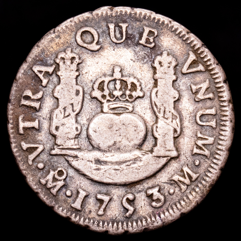 Fernando VI. 1 Real. (3,25 g.). Mexico. 1753. Ensayador M. AC-192. MBC.
