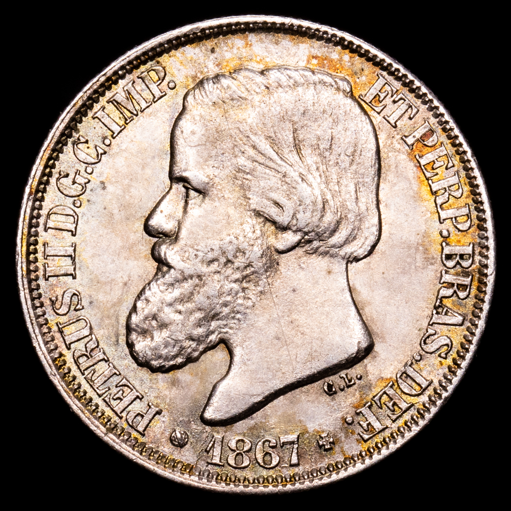 Brasil – Pedro II. 200 Reis. (2,48 g.). Brasil. 1867. KM-471. SC-.