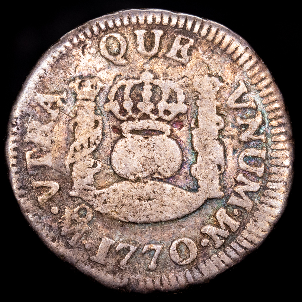 Carlos III. 1/2 Real. (1,58 g.). Mexico. 1770. Ensayador M. AC-189. BC+.
