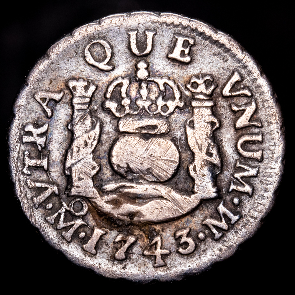 Felipe V. 1/2 Real. (1,63 g.). Mexico. 1743. Ensayador M. AC-267. MBC.