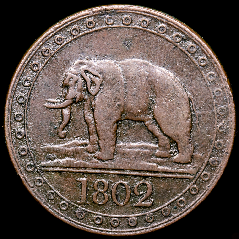 Ceylon. 1/48 Rixdollar. (9,37 g.). 1802. KM-75. VF+. Escasa!