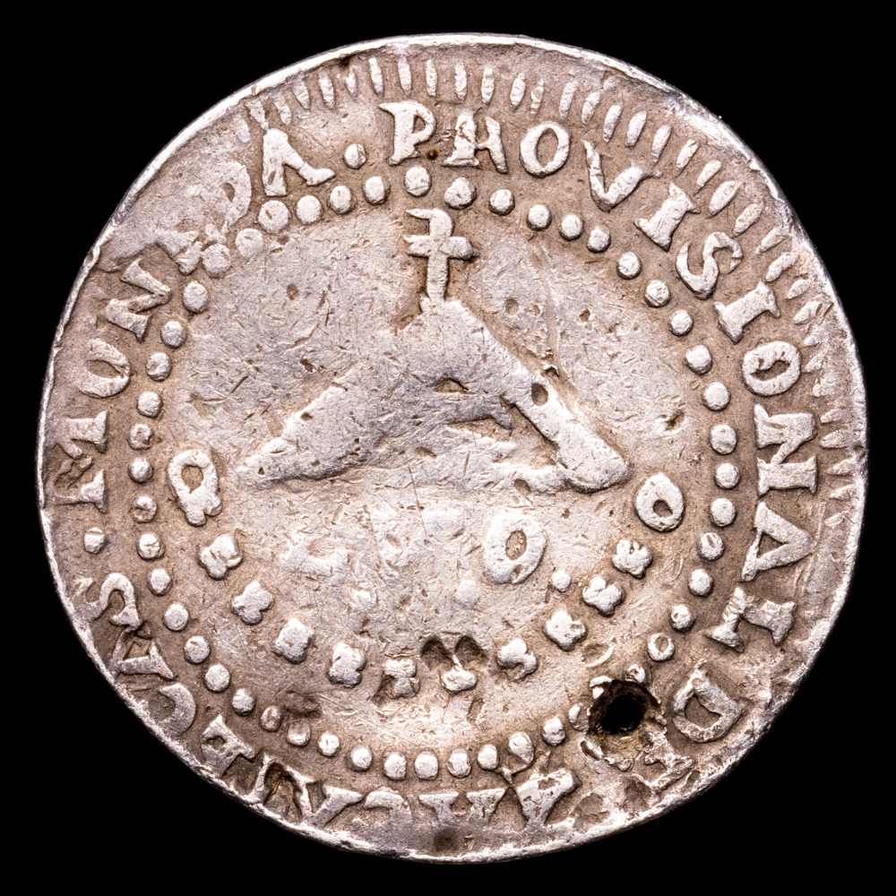 Fernando VII. 2 Reales. (6,43 g.). Zacatecas. 181(1). AC-997. MBC-. Agujero. Fecha invertida, rara