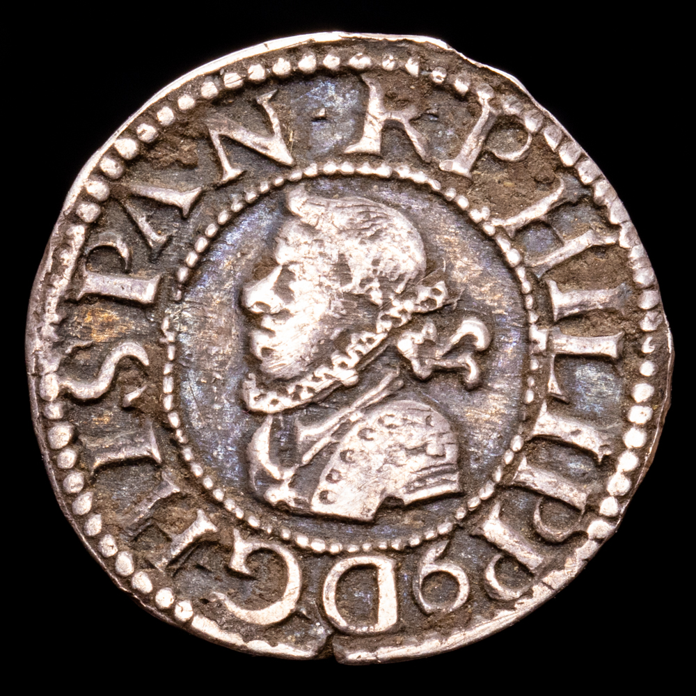 Felipe III. 1/2 Croat. (1,55 g.). Barcelona. 1611. MBC+. Pátina