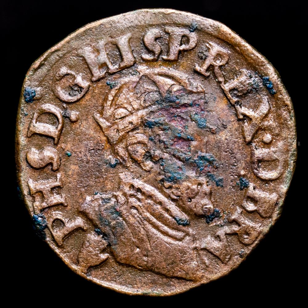 Felipe II. 1/6 Liard. (1,8 g.). Amberes. (1556-1698). W-756. MBC+. Rara