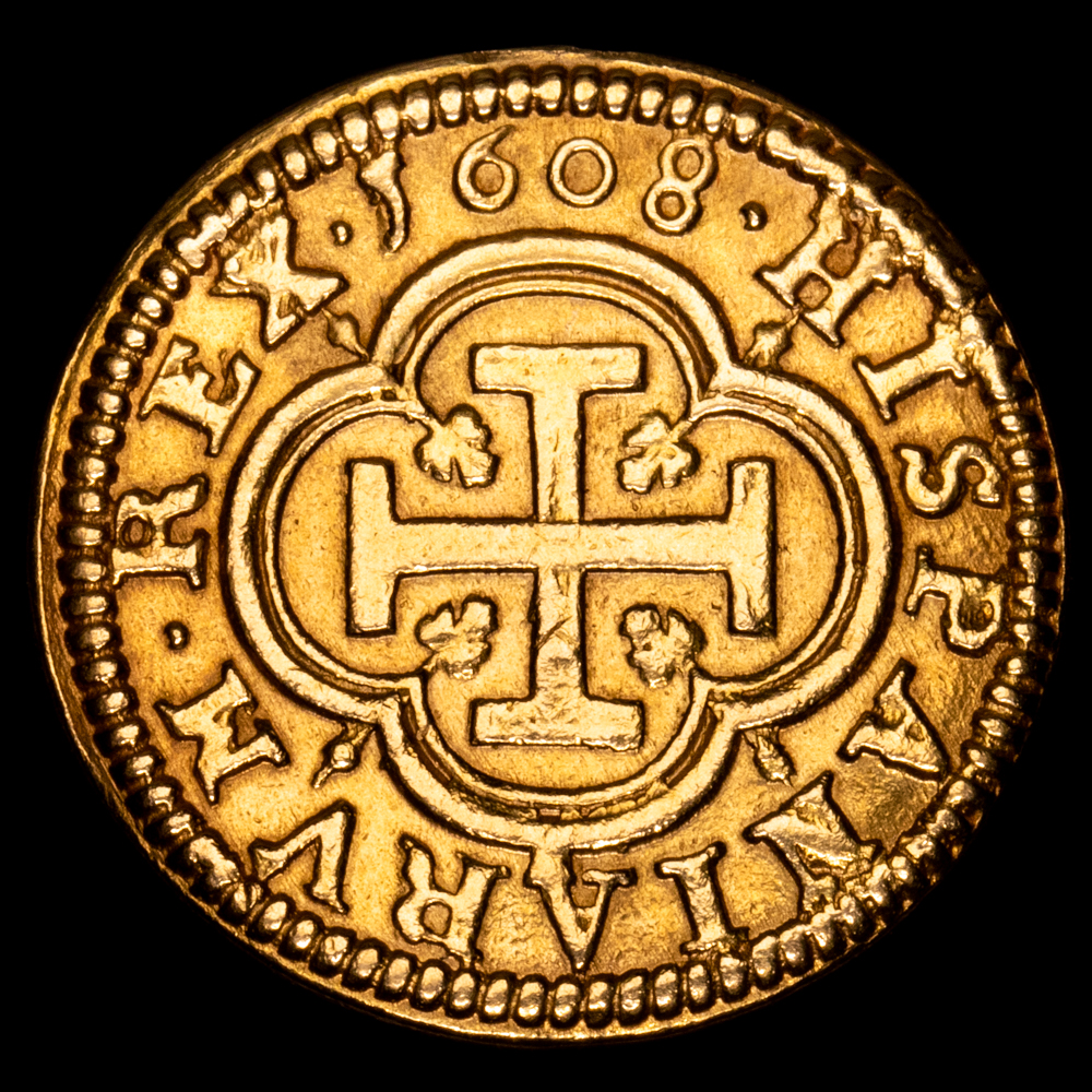 Felipe III. 1 Escudo. (3,41 g.). Segovia. 1608. Ensayador C. AC-1016. EBC+ .Brillo original. Muy rara!