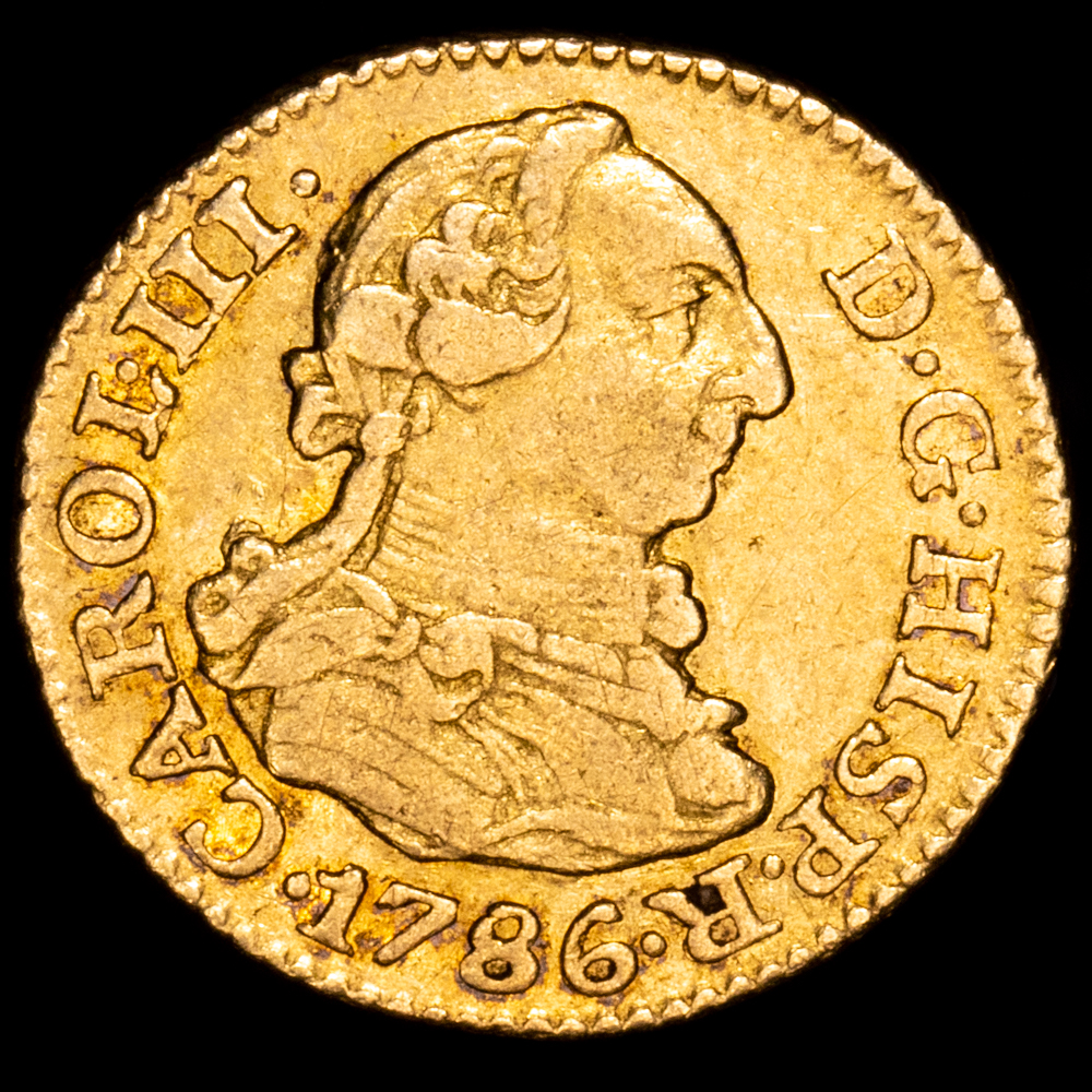 Carlos III. 1/2 Escudo. (1,71 g.). Madrid. 1786. Ensayador D·V. AC-1280. MBC+.