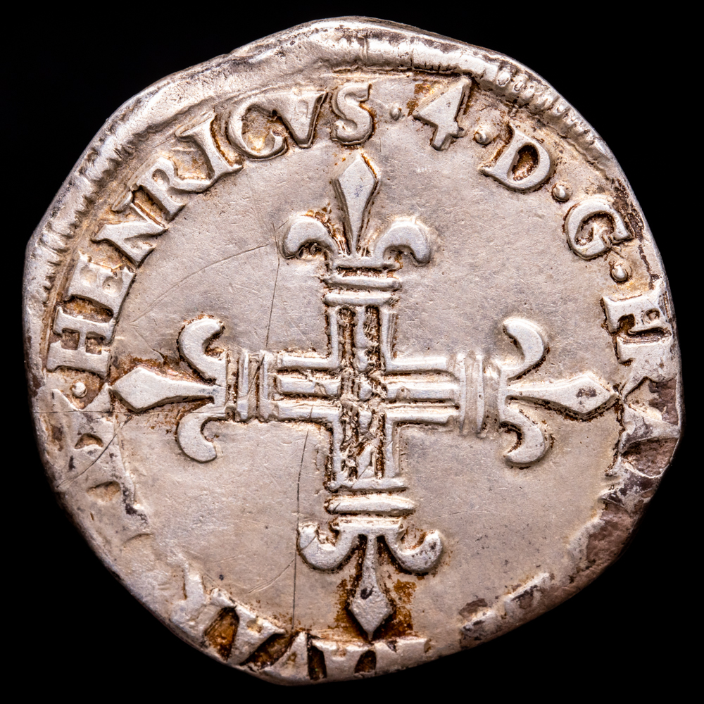 Henri IV. 1/4 Ecu. (9,49 g.). Navarra. 1601. DY1238. MBC+.