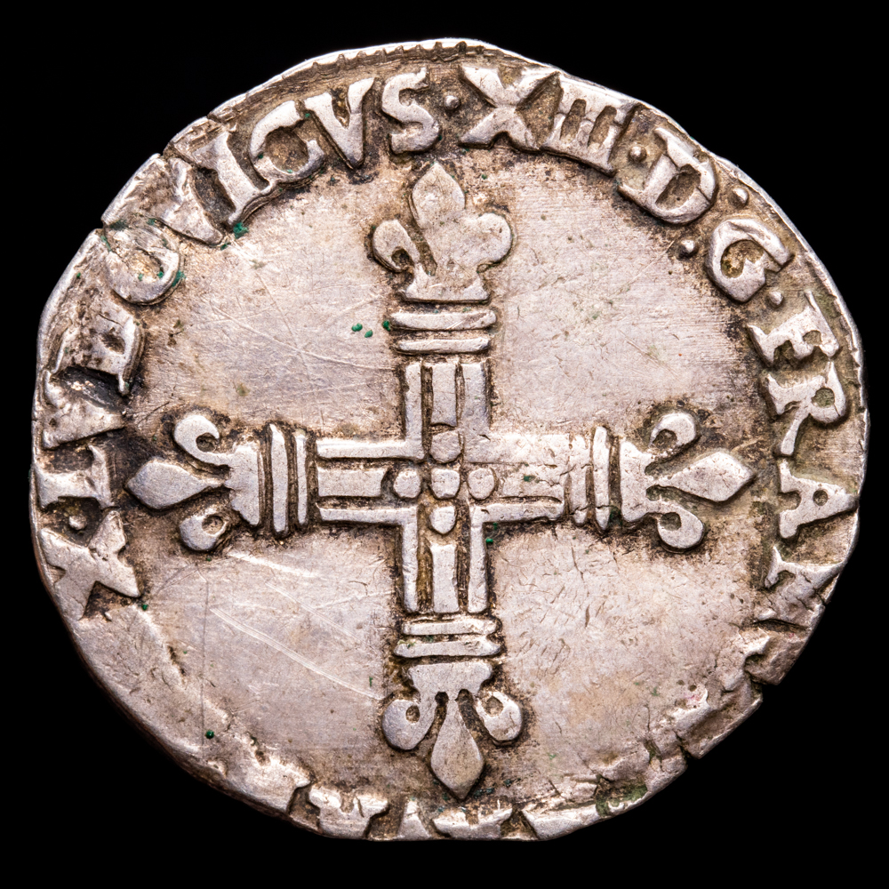 Luis XIII. 1/4 Ecu. (9,29 g.). Navarra. 1629. MBC+.