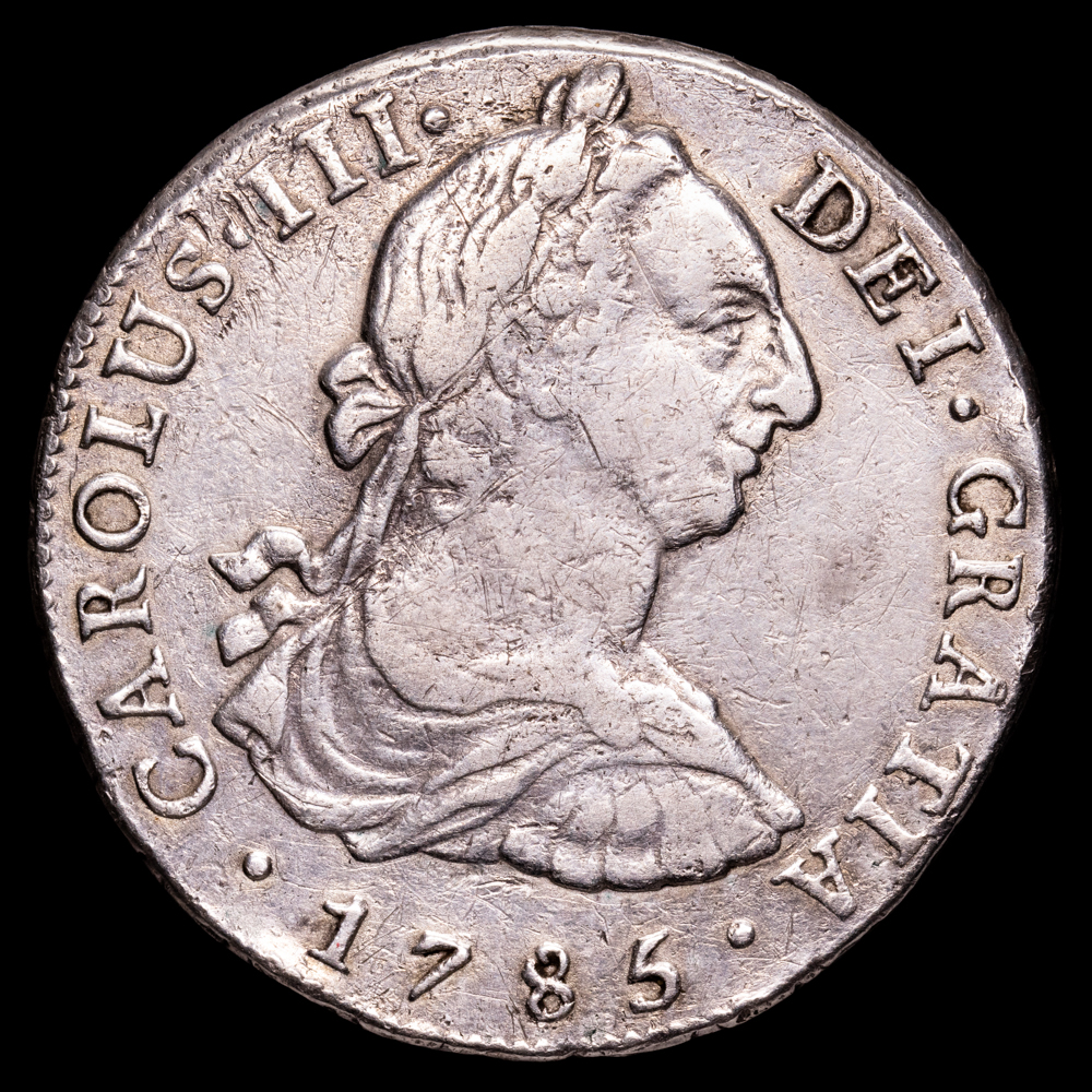 Carlos III. 8 Reales. (26,78 g.). Lima. 1785. Ensayador M·I. AC-1054. MBC.
