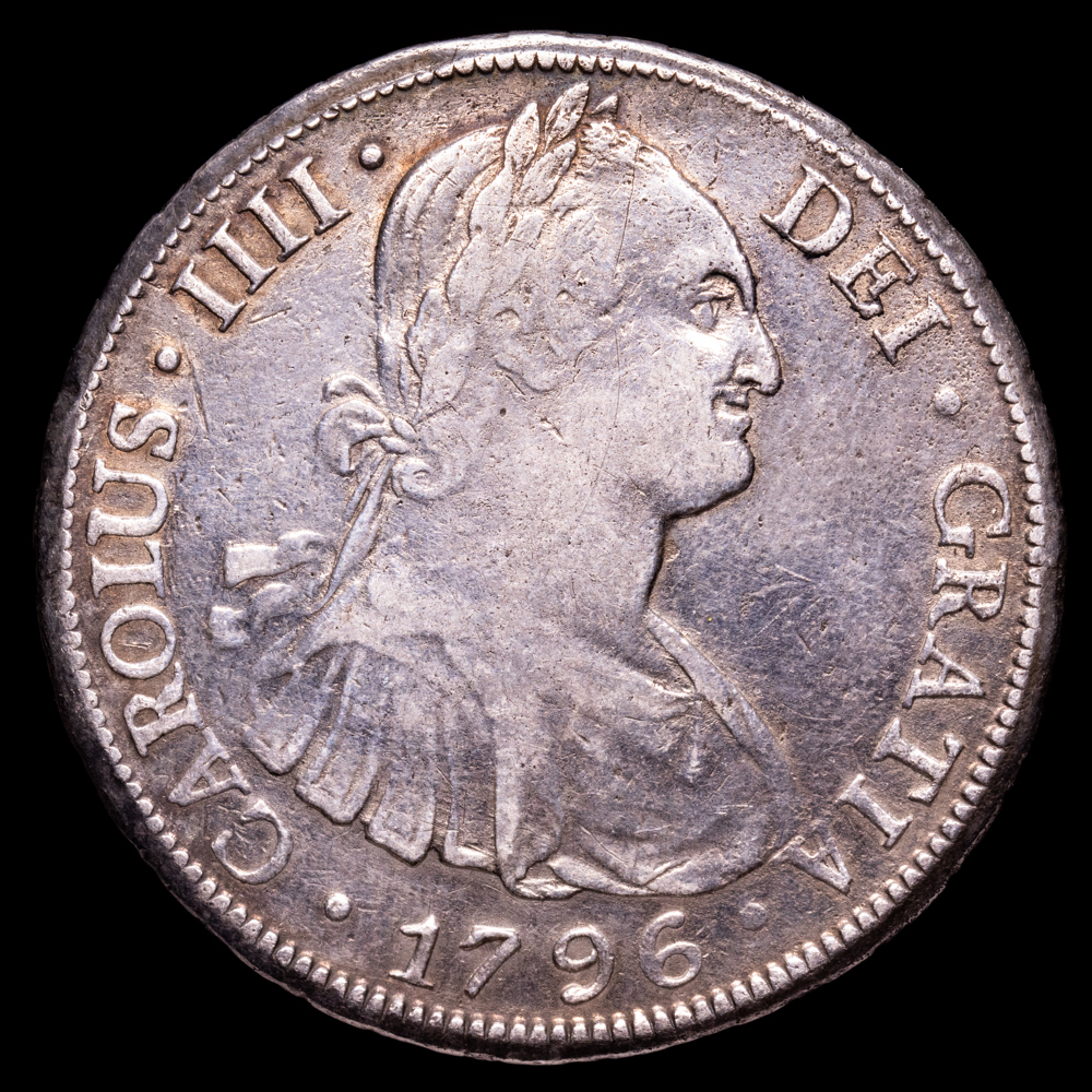 Carlos IV. 8 Reales. (26,7 g.). Potosí. 1796. Ensayador P·P. AC-1000. MBC-. Limpiada