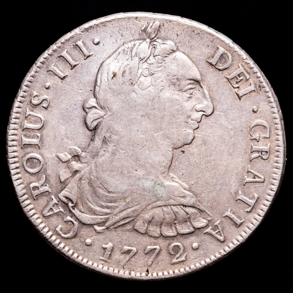 Carlos III. 8 Reales. (27,08 g.). Lima. 1772. Ensayador J·M. AC-1035. MBC.