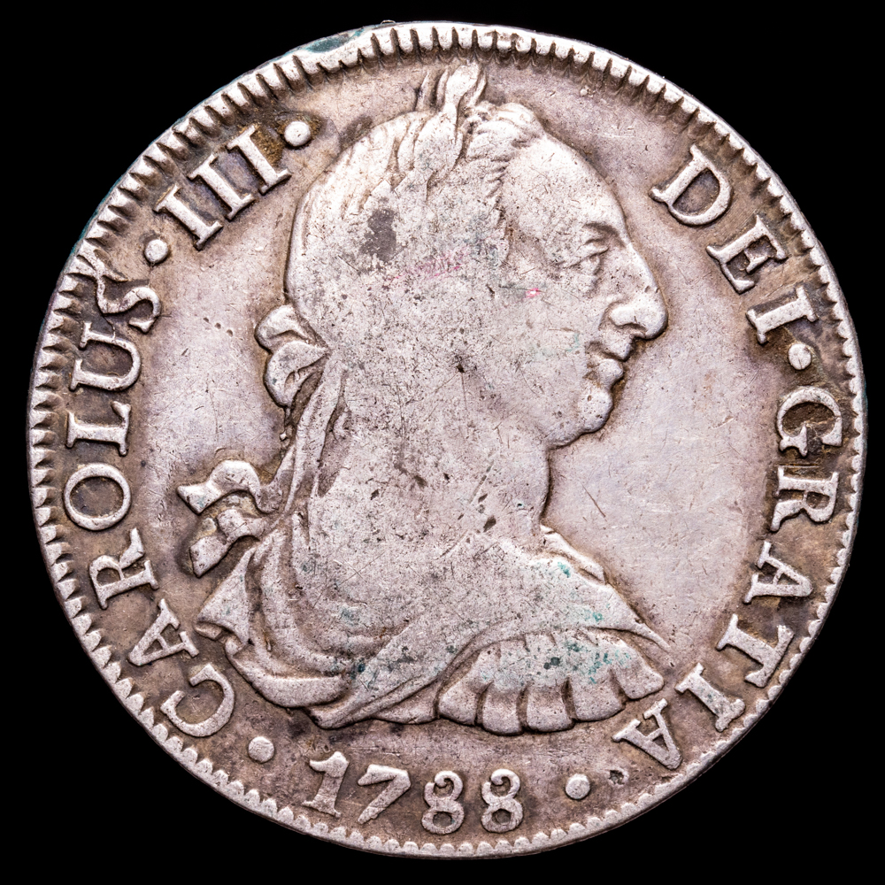 Carlos III. 8 Reales. (26,68 g.). México. 1788. Ensayador F·M. AC-1132. MBC.