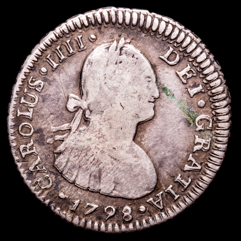 Carlos IV. 1 Real. (3,12 g.). Santiago de Chile. 1798. Ensayador D·A. AC-517. BC+. Escasa