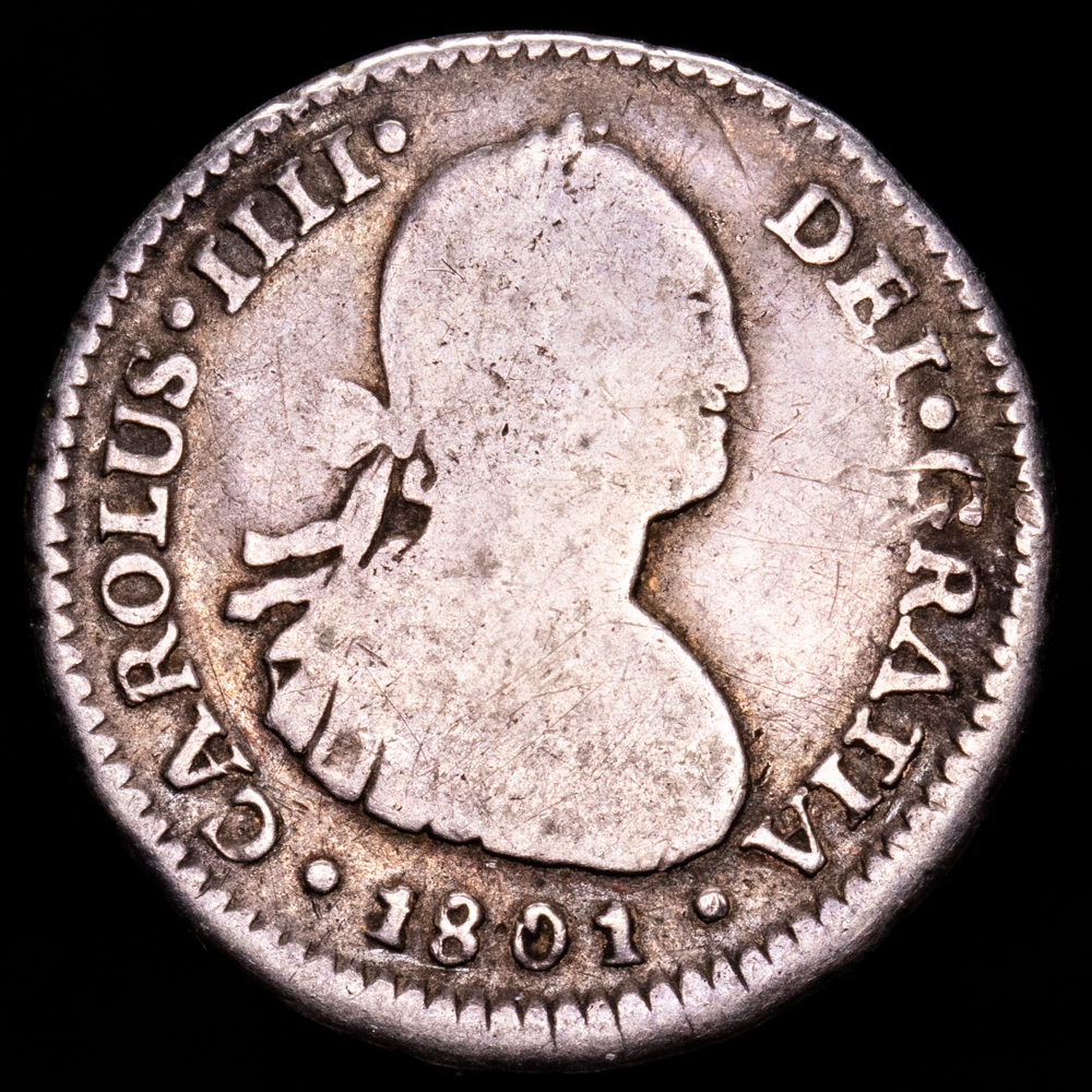 Carlos IV. 1 Real. (3,16 g.). Santiago de Chile. 1801. Ensayador A·I. AC-521. BC+. Escasa