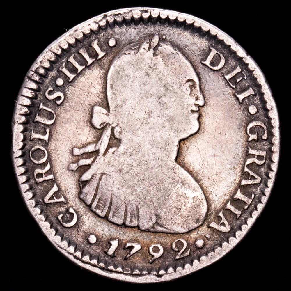 Carlos IV. 1 Real. (3,18 g.). Santiago de Chile. 1792. Ensayador D·A. AC-507. BC+. Escasa