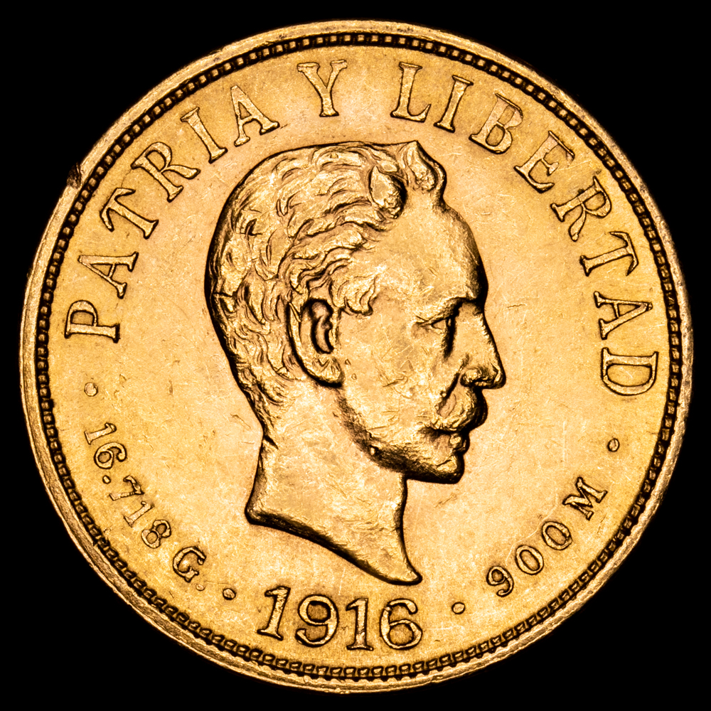 Cuba. 10 Pesos. (16,72 g.). 1916. KM-20. XF.