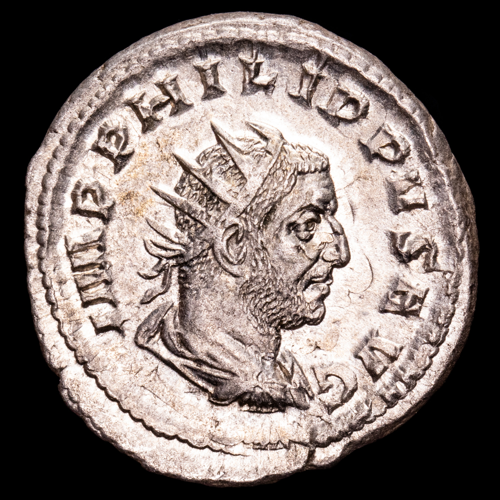 Filipo I. Antonininano. (5,92 g.). Roma. (244-249 d.C.). RIC-61. EBC+. R: FIDES EXERCITVS. Restos de brillo original.