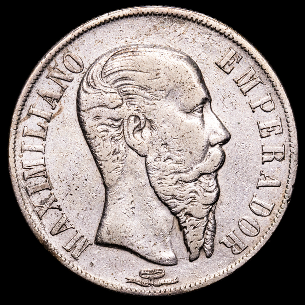 México – Maximilian I. 1 Peso. (27,01 g.). México. 1866. KM-139. MBC+.