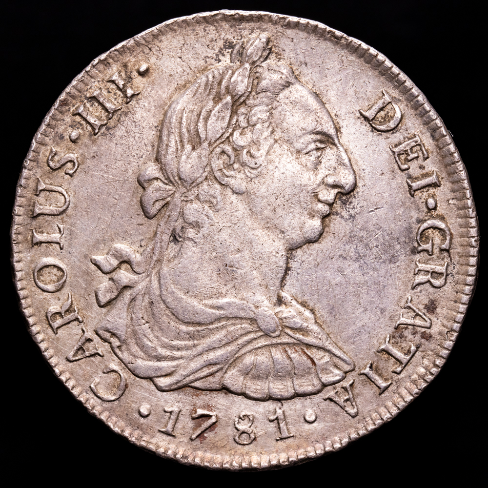 Carlos III. 8 Reales. (26,89 g.). Lima. 1781. Ensayador M·I. AC-1048. MBC+. Buen ejemplar.