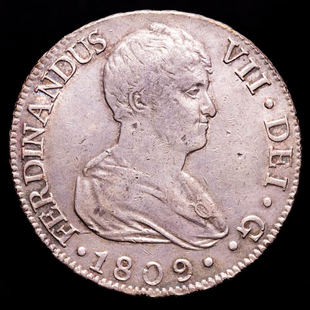 Fernando VII. 8 Reales. (26,89 g.). Sevilla. 1809. Ensayador C·N. AC-1412. MBC+. Escasa.