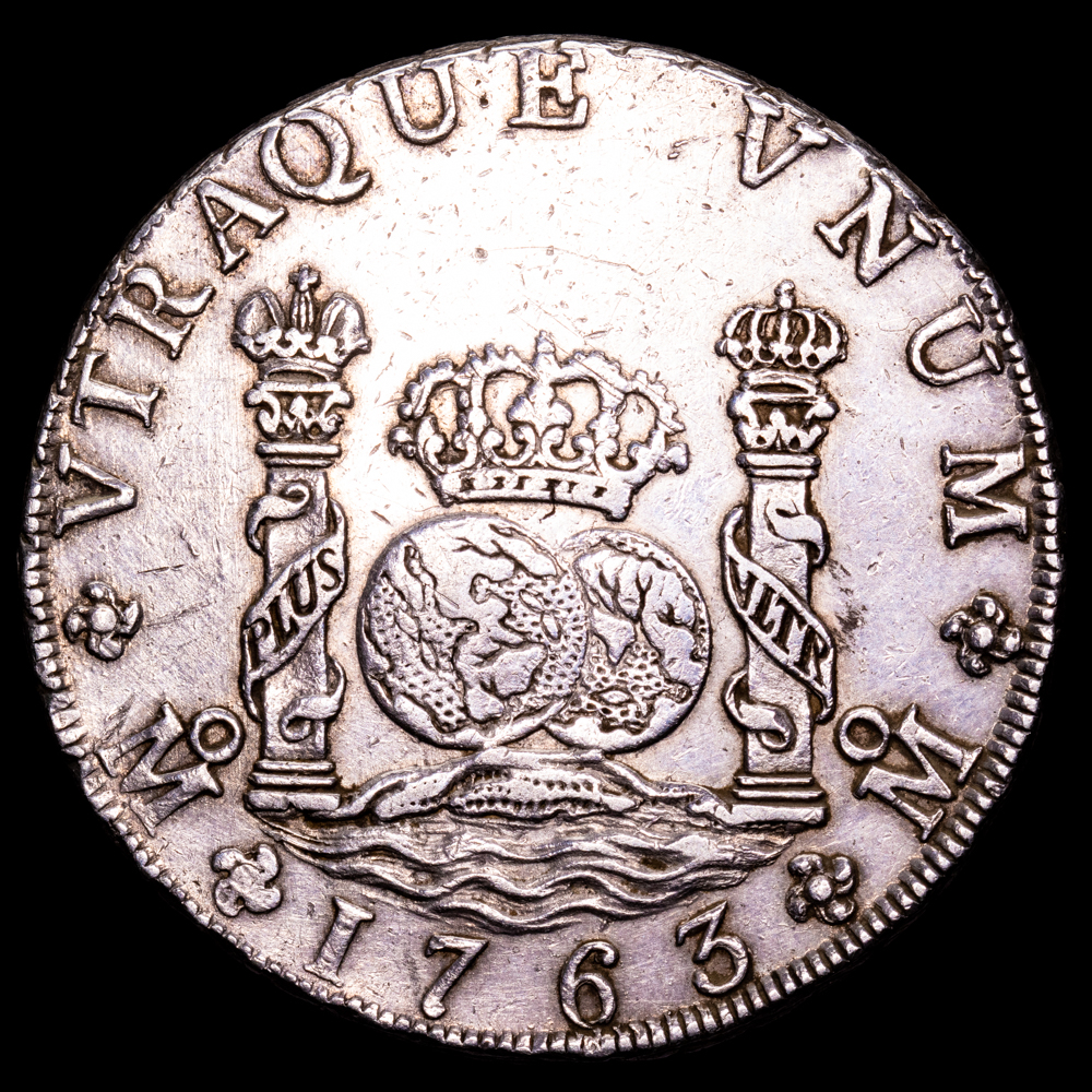 Carlos III. 8 Reales. (27,16 g.). México. 1763. Ensayador M·F. AC-1086. MBC+.