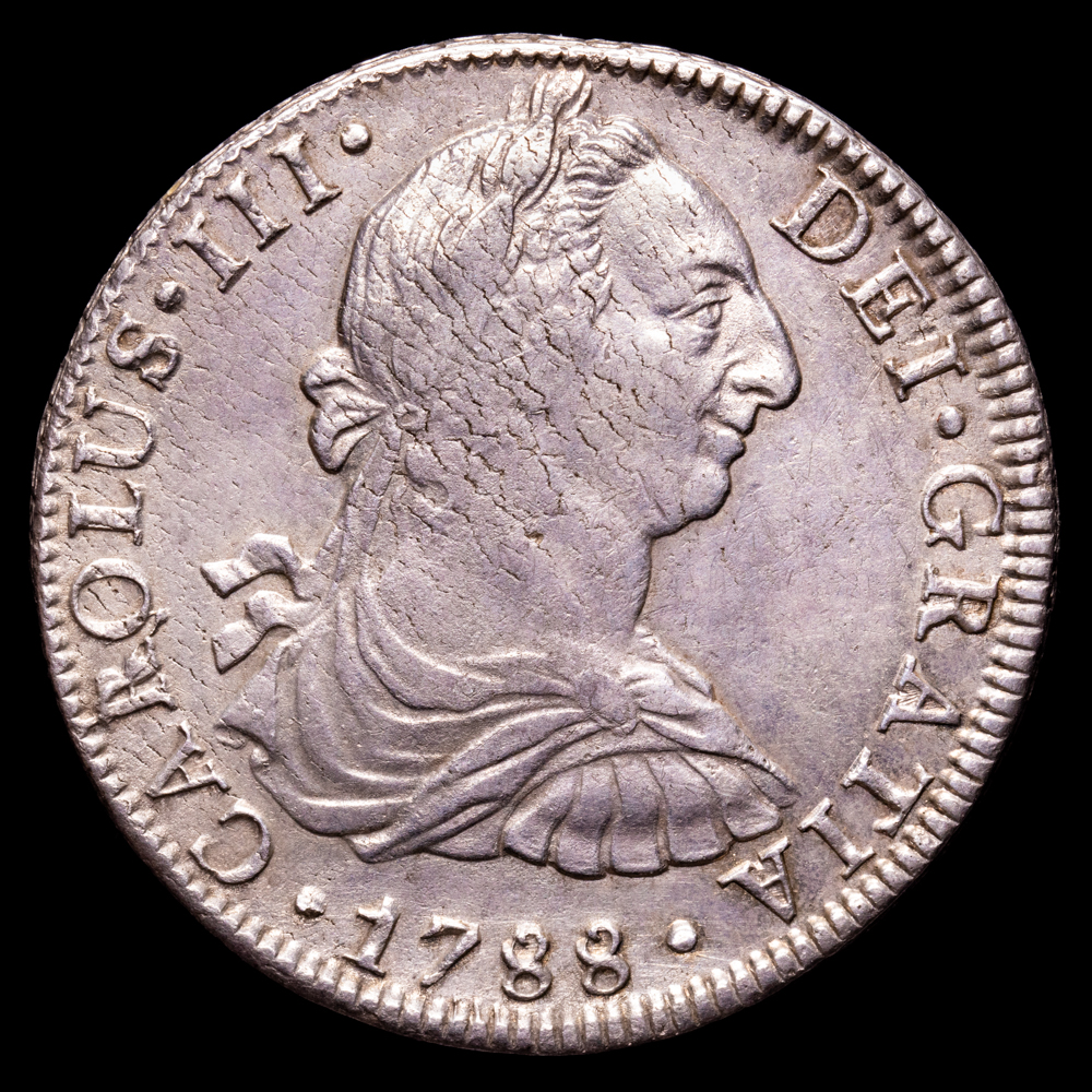 Carlos III. 8 Reales. (26,98 g.). México. 1788. Ensayador F·M. AC-1132. EBC-/EBC+. Restos de brillo original.