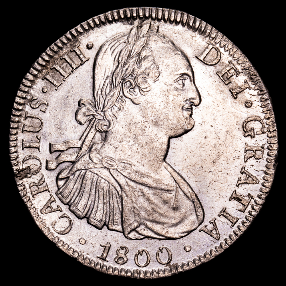 Carlos IV. 8 Reales. (26,91 g.). México. 1800. Ensayador F·M. AC-965. EBC+. Restos de brillo original.