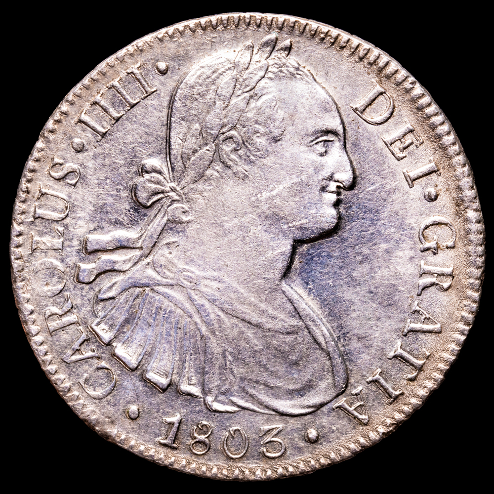 Carlos IV. 8 Reales. (26,81 g.). México. 1803. Ensayador F·T. AC-977. EBC-. Restos de brillo original.
