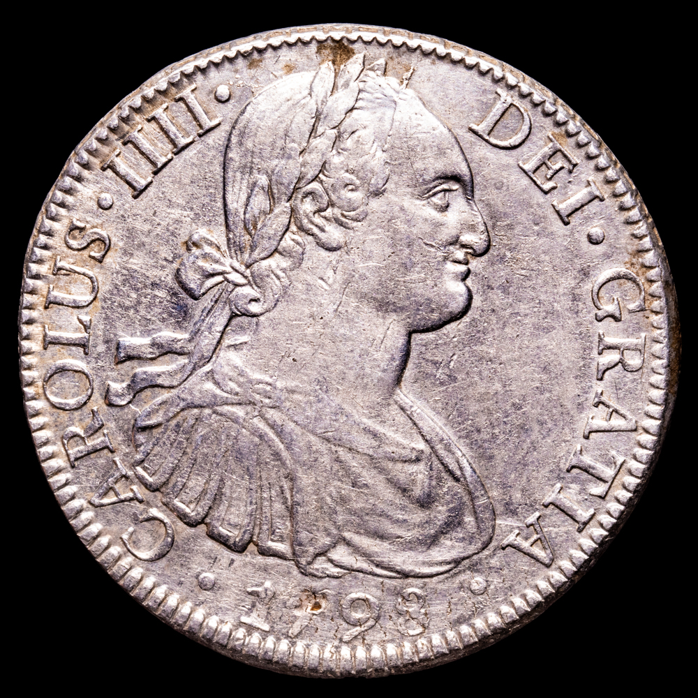 Carlos IV. 8 Reales. (26,97 g.). México. 1798. Ensayador F·M. AC-961. MBC+. Restos de brillo original.