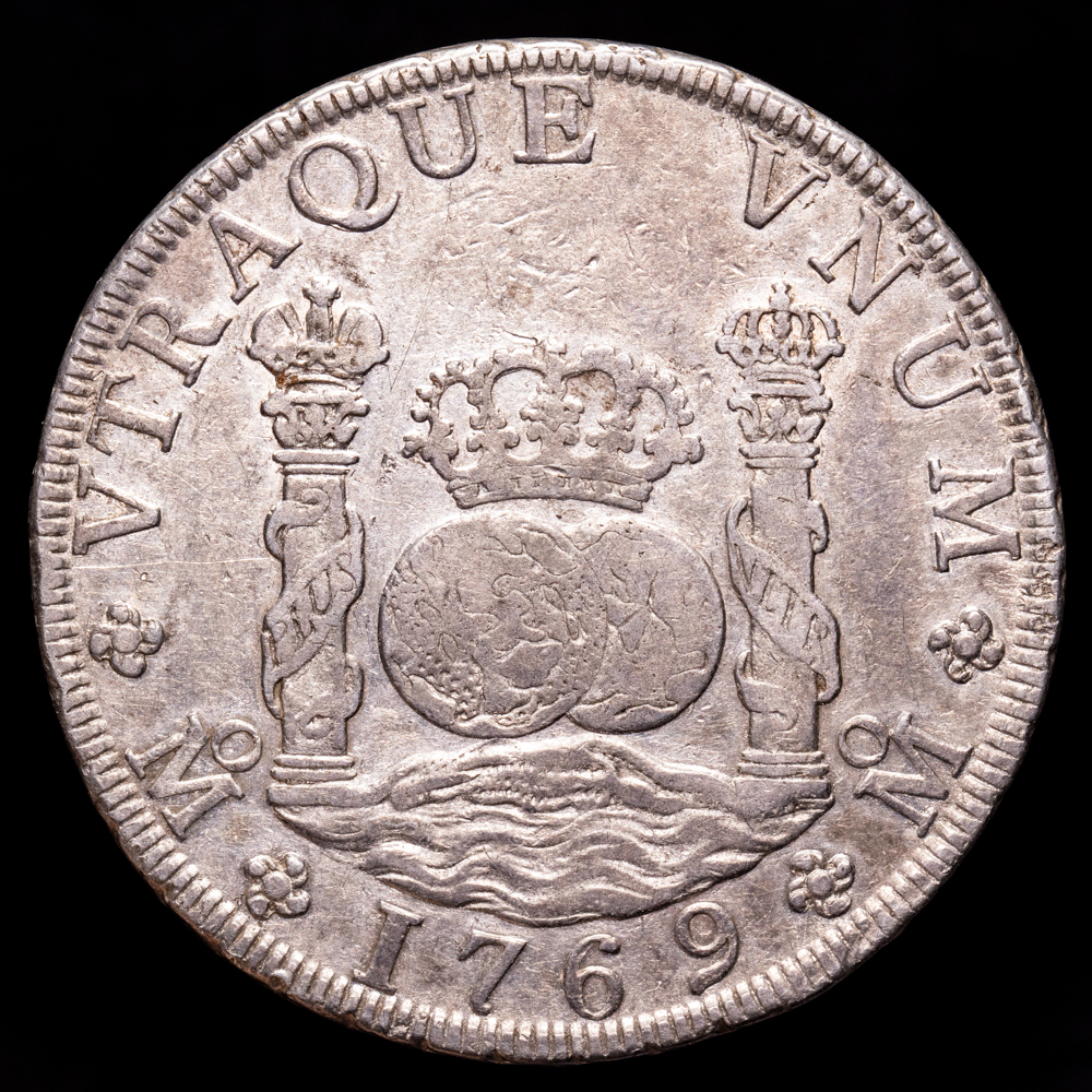 Carlos III. 8 Reales. (26,86 g.). México. 1769. Ensayador M·F. AC-1095. MBC+. Restos de brillo original.