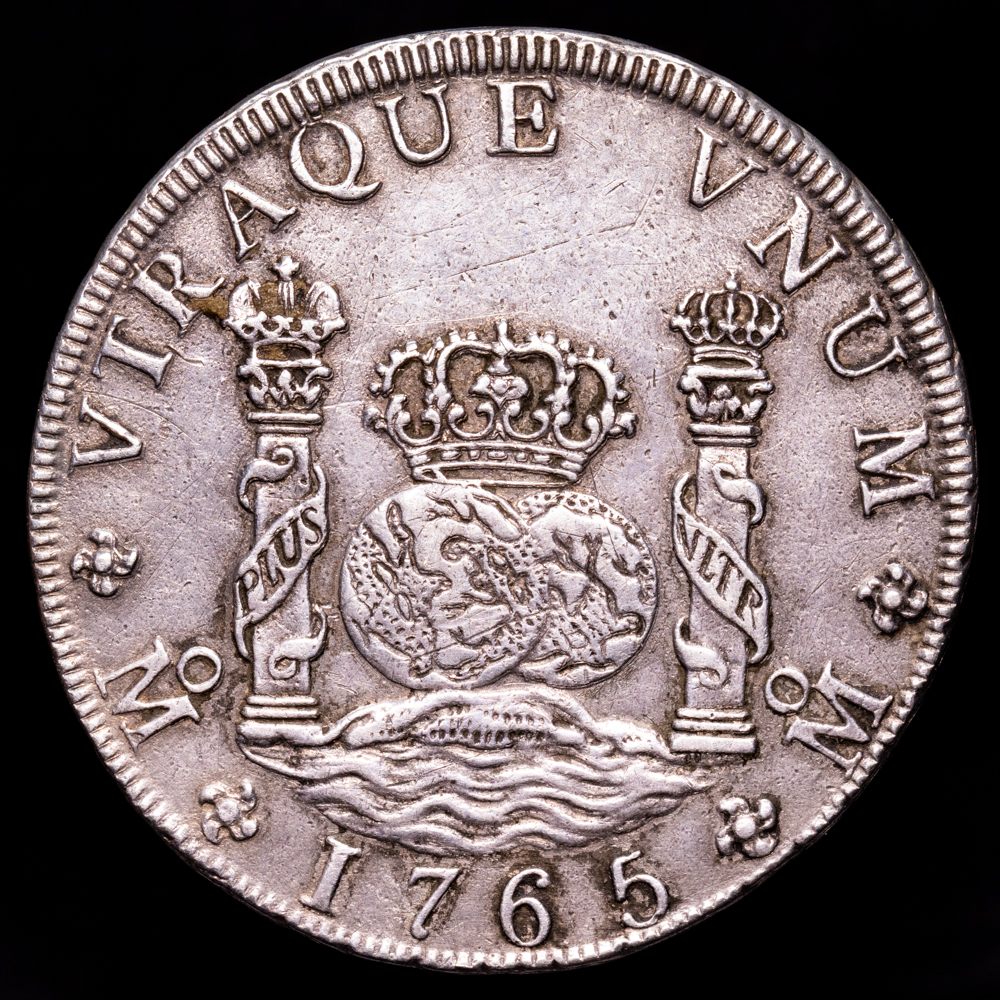 Carlos III. 8 Reales. (27,02 g.). México. 1765. Ensayador M·F. AC-1088. EBC- .